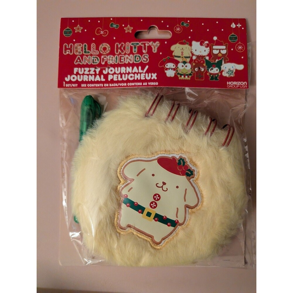 Hello Kitty Pompompurin Sanrio “Fuzzy Journal” With Gel Pen